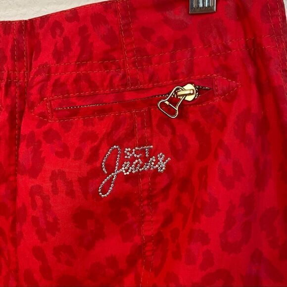 SOCIETA Italian Pencil Skirt Women's 40 US 4 Red Leopard Bling Animal Print - Picture 4 of 6